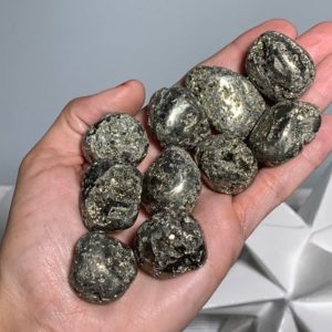 Shop Pyrite Stones & Crystals! Large Tumbled Pyrite Cluster, Pyrite Stone, Pyrite Geode, Fool's Gold | Natural genuine stones & crystals in various shapes & sizes. Buy raw cut, tumbled, or polished gemstones for making jewelry or crystal healing energy vibration raising reiki stones. #crystals #gemstones #crystalhealing #crystalsandgemstones #energyhealing #affiliate #ad