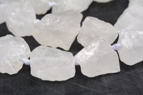 Raw Crystal -  Rough Clear Quartz - Rock Crystal Raw Nuggets - Rough Gemstone - White Stone Bead - Uncut Gemstone - Natural Nugget - 15 Inch