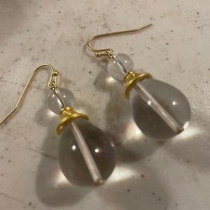 Shop Quartz Crystal Earrings! Clear Quartz Earrings – Yellow Gold Jewellery – Gemstone Jewelry – Dangle | Natural genuine Quartz earrings. Buy crystal jewelry, handmade handcrafted artisan jewelry for women.  Unique handmade gift ideas. #jewelry #beadedearrings #beadedjewelry #gift #shopping #handmadejewelry #fashion #style #product #earrings #affiliate #ad