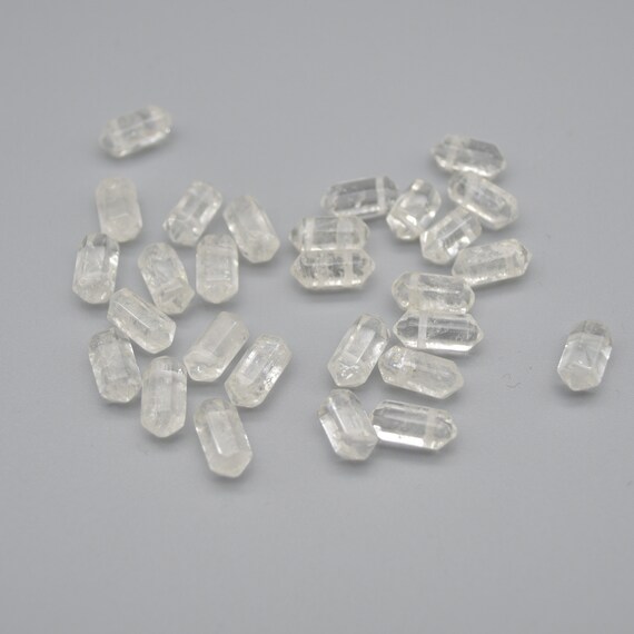 Natural Clear Quartz Semi-precious Gemstone Double Terminated Point Pendant Beads - 1.2cm, 1.5cm - 1.7cm - 1 Or 5 Count