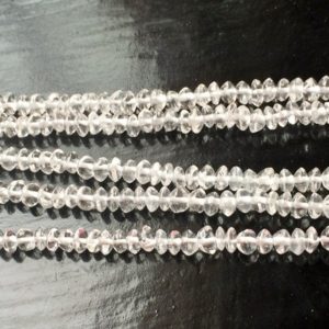 Shop Quartz Crystal Rondelle Beads! 4.5mm Crystal Quartz Plain Rondelle Beads, Crystal Quartz Plain Button Rondelle, 13IN Crystal Quartz Beads For Jewelry (1ST To 5ST Options) | Natural genuine rondelle Quartz beads for beading and jewelry making.  #jewelry #beads #beadedjewelry #diyjewelry #jewelrymaking #beadstore #beading #affiliate #ad