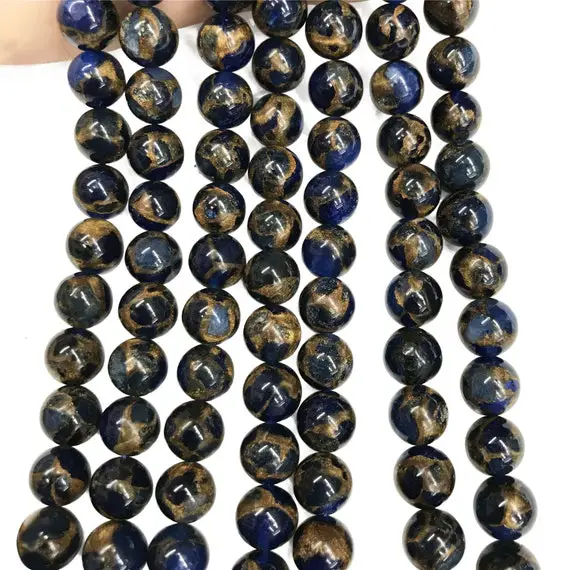 8mm Blue Mosaic Quartz Beads, Round Gemstone Beads, Wholesale Beads
