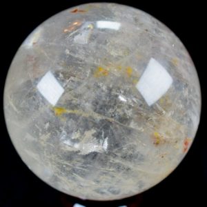 Shop Quartz Shapes! Clear Quartz Sphere with Iron inclusion 3.4" in diameter weighs 2.07 pounds | Natural genuine stones & crystals in various shapes & sizes. Buy raw cut, tumbled, or polished gemstones for making jewelry or crystal healing energy vibration raising reiki stones. #crystals #gemstones #crystalhealing #crystalsandgemstones #energyhealing #affiliate #ad