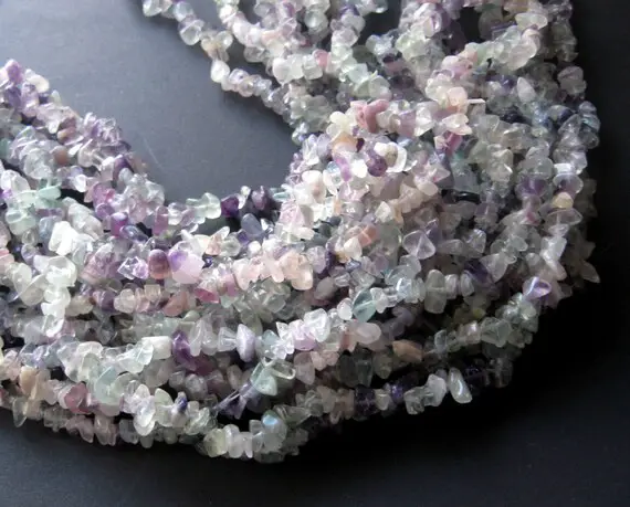 Rainbow Fluorite Chip Beads, Gemstone Jewelry Making Beads, Semi Precious, Purple Green, Endless Loop, Necklace Design