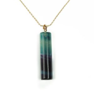 Rainbow Fluorite Pendant - Brass Wire Wrapped Pendant - Crystals Healing - Gift - No Chain - NC1013