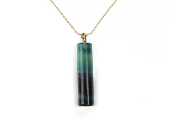 Rainbow Fluorite Pendant - Brass Wire Wrapped Pendant - Crystals Healing - Gift - No Chain - Nc1013