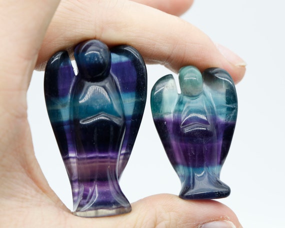 Aaaa Rainbow Fluorite Angel Decor,hand Carved Angel,for Best Wish Gift,angel Home Decor,1.5 And 2 Inches Fluorite Angele Decor,healing Angel