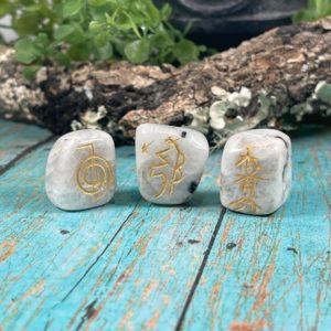 Rainbow Moonstone Reiki Tumble Set – Reiki Charged – Engraved Reiki Symbols – Raise Your Vibration – Crystals for Reiki Master | Natural genuine stones & crystals in various shapes & sizes. Buy raw cut, tumbled, or polished gemstones for making jewelry or crystal healing energy vibration raising reiki stones. #crystals #gemstones #crystalhealing #crystalsandgemstones #energyhealing #affiliate #ad