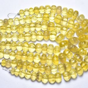 Shop Fluorite Rondelle Beads! Rare Yellow Fluorite Melon Beads – 8.5 inches, Natural Yellow fluorite Smooth Carved Melon Rondelle – Beads Size is 8.5 – 11 mm #346 | Natural genuine rondelle Fluorite beads for beading and jewelry making.  #jewelry #beads #beadedjewelry #diyjewelry #jewelrymaking #beadstore #beading #affiliate #ad