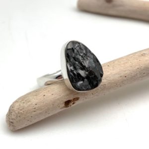 Shop Black Tourmaline Rings! Raw Black TourMaline Ring Size 7 – Black Tourmaline Organic Ring 15mm – Silver 925 | Natural genuine Black Tourmaline rings, simple unique handcrafted gemstone rings. #rings #jewelry #shopping #gift #handmade #fashion #style #affiliate #ad