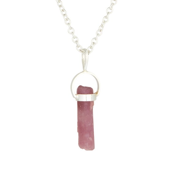 Raw Pink Tourmaline Necklace - Rough Pink Tourmaline Pendant - Raw Pink Tourmaline Jewelry - Natural Tourmaline - Healing Crystal Necklace