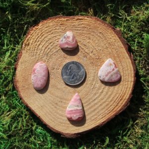 Shop Rhodochrosite Cabochons! Rhodochrosite Cabochon Pieces #A-D | Natural genuine stones & crystals in various shapes & sizes. Buy raw cut, tumbled, or polished gemstones for making jewelry or crystal healing energy vibration raising reiki stones. #crystals #gemstones #crystalhealing #crystalsandgemstones #energyhealing #affiliate #ad