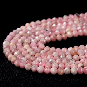 Shop Rhodochrosite Beads! 3MM Natural Argentina Rhodochrosite Gemstone Grade AAA Micro Faceted Round Loose Beads 15.5 inch Full Strand (80009370-P28) | Natural genuine beads Rhodochrosite beads for beading and jewelry making.  #jewelry #beads #beadedjewelry #diyjewelry #jewelrymaking #beadstore #beading #affiliate #ad