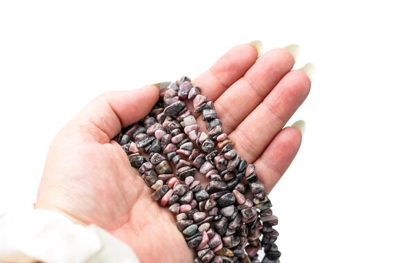 30" Natural Pink Rhodonite Crystal Chip Beads 6mm - 8mm - Double Length Strand Gemstone Beads