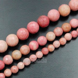 Shop Rhodonite Faceted Beads! Faceted Rhodonite Beads, 4mm – 12mm Pink Girly Semi-Precious Round Gemstone, 15.5'' inch strand | Natural genuine faceted Rhodonite beads for beading and jewelry making.  #jewelry #beads #beadedjewelry #diyjewelry #jewelrymaking #beadstore #beading #affiliate #ad