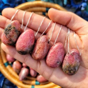 Shop Rhodonite Necklaces! Rhodonite Teardrop Necklace – No. 371 | Natural genuine Rhodonite necklaces. Buy crystal jewelry, handmade handcrafted artisan jewelry for women.  Unique handmade gift ideas. #jewelry #beadednecklaces #beadedjewelry #gift #shopping #handmadejewelry #fashion #style #product #necklaces #affiliate #ad