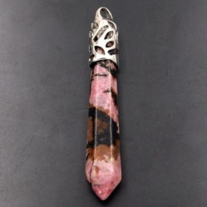 Shop Rhodonite Bead Shapes! Red Black Rhodonite healing point chakra silver, gold pendant bead, Gemstone Rock Crystal healing Stone, focal bead 58mm | Natural genuine other-shape Rhodonite beads for beading and jewelry making.  #jewelry #beads #beadedjewelry #diyjewelry #jewelrymaking #beadstore #beading #affiliate #ad
