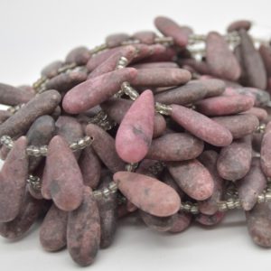 Shop Rhodonite Pendants! High Quality Grade A Natural Rhodonite FROSTED / MATT Semi-precious Gemstone Teardrop / Pendant Beads – 25mm – 30mm x 11mm – 15.5" strand | Natural genuine Rhodonite pendants. Buy crystal jewelry, handmade handcrafted artisan jewelry for women.  Unique handmade gift ideas. #jewelry #beadedpendants #beadedjewelry #gift #shopping #handmadejewelry #fashion #style #product #pendants #affiliate #ad