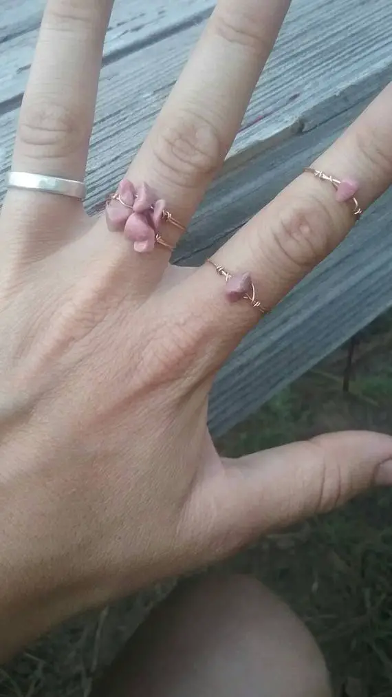 Rhodonite Crystal Ring- Made To Order Natural Raw Custom Sized