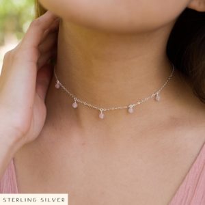 Rose quartz choker necklace. Choker necklaces. Birthstone necklace girlfriend gift. Crystal necklace. Beaded necklaces. Beaded necklace | Natural genuine Gemstone necklaces. Buy crystal jewelry, handmade handcrafted artisan jewelry for women.  Unique handmade gift ideas. #jewelry #beadednecklaces #beadedjewelry #gift #shopping #handmadejewelry #fashion #style #product #necklaces #affiliate #ad