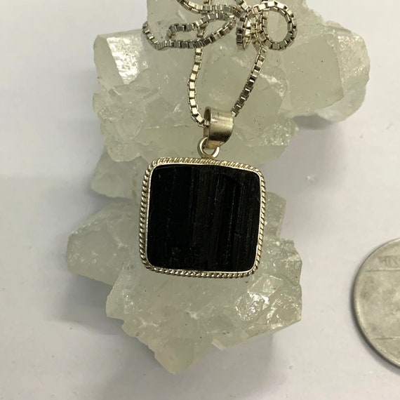 Rough Black Tourmaline 925 Sterling Silver Gemstone Pendant ~ Handmade Jewelry ~ Elegant Pendant ~ Black Tourmaline Pendant ~ Gift For Him
