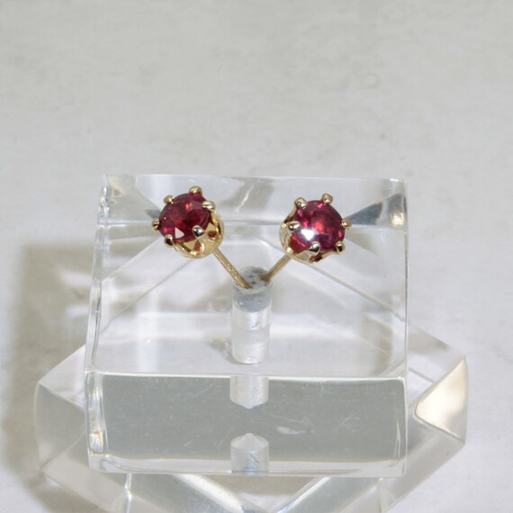 4.5mm Sparkling Ruby Earrings, 4.5mm X 0.51 Carat (each), Round Cut, Natural Treated Rubies, 14 Karat 'gold Fill' Ruby Studs
