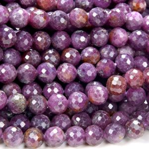 Shop Ruby Faceted Beads! 8MM Rare New! Natural Purple Red Ruby Gemstone Grade AA Micro Faceted Round Loose Beads (D224) | Natural genuine faceted Ruby beads for beading and jewelry making.  #jewelry #beads #beadedjewelry #diyjewelry #jewelrymaking #beadstore #beading #affiliate #ad