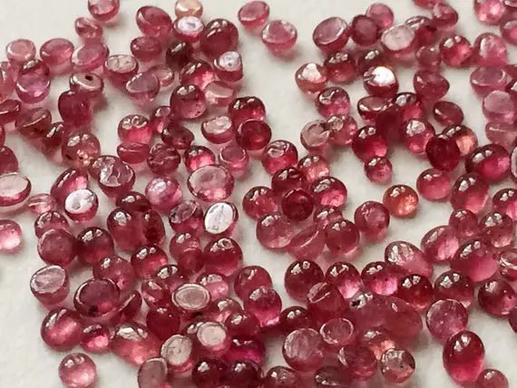 2-3mm Ruby Plain Round Flat Back Cabochons, Natural Loose Ruby Gems, Ruby For Jewelry, Ruby Round (1cts To 50cts Options) - Pgpa159