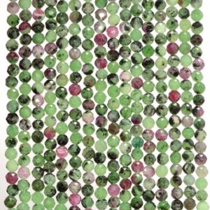 Shop Ruby Zoisite Faceted Beads! 2MM Green Red Ruby Zoisite  Gemstone Grade AAA Micro Faceted Round Loose Beads 15 inch Full Strand (80010197-A193) | Natural genuine faceted Ruby Zoisite beads for beading and jewelry making.  #jewelry #beads #beadedjewelry #diyjewelry #jewelrymaking #beadstore #beading #affiliate #ad
