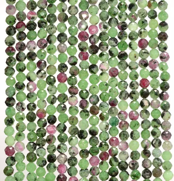 2mm Green Red Ruby Zoisite  Gemstone Grade Aaa Micro Faceted Round Loose Beads 15 Inch Full Strand (80010197-a193)