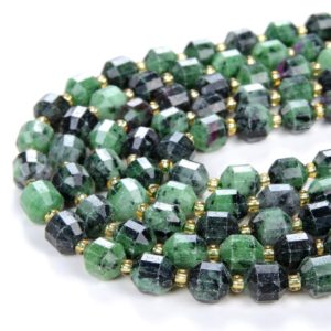 Shop Ruby Zoisite Beads! 8MM Natural Ruby Zoisite Gemstone Grade AA Faceted Prism Double Point Cut Loose Beads (D36) | Natural genuine beads Ruby Zoisite beads for beading and jewelry making.  #jewelry #beads #beadedjewelry #diyjewelry #jewelrymaking #beadstore #beading #affiliate #ad