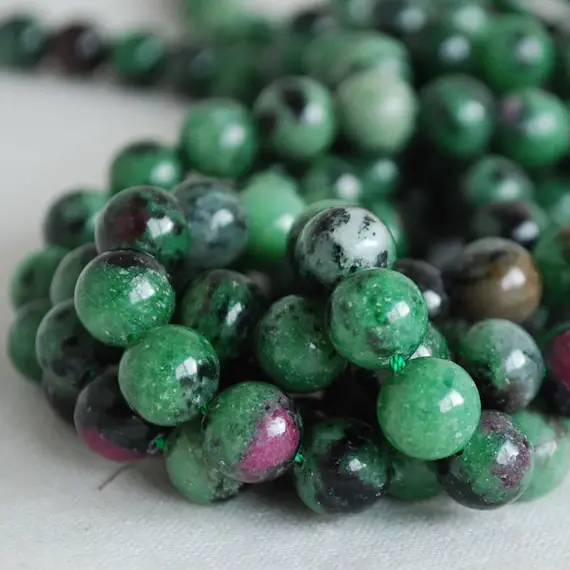 Ruby Zoisite Round Beads - 4mm, 6mm, 8mm, 10mm Sizes - 15" Strand - Natural Semi-precious Gemstone