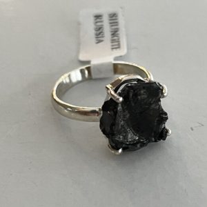 Shop Shungite Rings! Russian Shungite Sterling Silver Ring Size 6 | Natural genuine Shungite rings, simple unique handcrafted gemstone rings. #rings #jewelry #shopping #gift #handmade #fashion #style #affiliate #ad