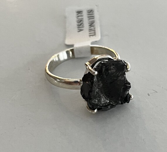 Russian Shungite Sterling Silver Ring Size 6