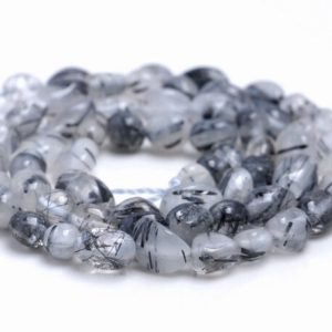 Shop Rutilated Quartz Chip & Nugget Beads! 5-6MM Black Rutilated Quartz Gemstone Pebble Nugget Granule Loose Beads 16 inch Full Strand (80001939-A33) | Natural genuine chip Rutilated Quartz beads for beading and jewelry making.  #jewelry #beads #beadedjewelry #diyjewelry #jewelrymaking #beadstore #beading #affiliate #ad