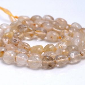 Shop Rutilated Quartz Chip & Nugget Beads! 6-7MM Golden Rutilated Quartz Gemstone Pebble Nugget Granule Loose Beads 7.5 inch Half Strand (80001929 H-A33) | Natural genuine chip Rutilated Quartz beads for beading and jewelry making.  #jewelry #beads #beadedjewelry #diyjewelry #jewelrymaking #beadstore #beading #affiliate #ad