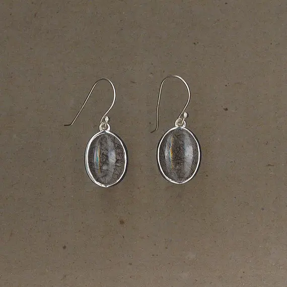 Rutilated Quartz And Sterling Silver Earrings Handmade By Chris Hay