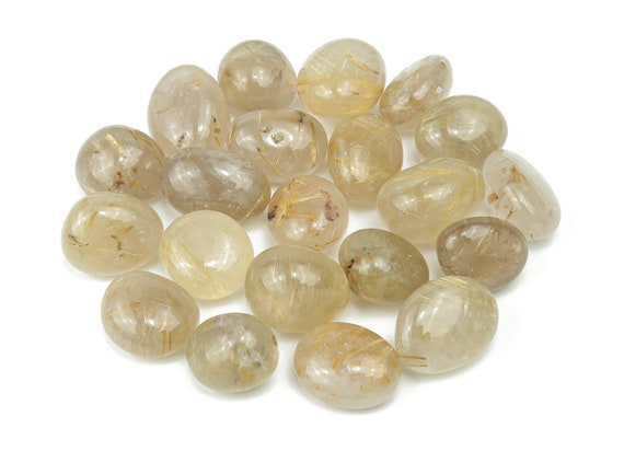 Golden Rutilated Quartz Tumbled Stone - Golden Rutilated Quartz Crystal - Healing Stone - Natural Gemstone - Gifts - Tu1010