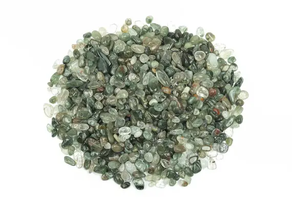 Green Rutilated Quartz Chips – Gemstone Chips – Crystal Semi Tumbled Chips - Bulk Crystal - 5-7mm - Cp1172