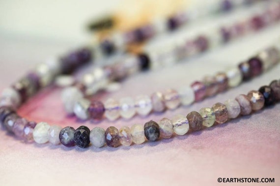 S/ Fluorite 6mm Faceted Rondelle Beads 16" Strand Natural Purple Gemstone Beads For Jewelry Making