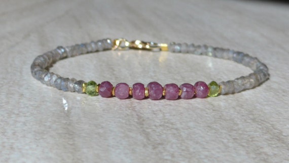 Sapphire Bracelet, Pink Sapphire Bracelet, Ruby Bracelet, Labradorite Bracelet, Dainty Bracelet, Genuine Gemstone Crystal Bracelet