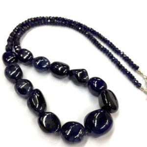 Shop Sapphire Chip & Nugget Beads! Extremely Beautiful~~Natural Blue Sapphire Beads Necklace Sapphire Gemstone Necklace Smooth Nuggets Beads Latest New Design Necklace. | Natural genuine chip Sapphire beads for beading and jewelry making.  #jewelry #beads #beadedjewelry #diyjewelry #jewelrymaking #beadstore #beading #affiliate #ad