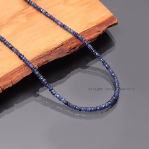 Shop Sapphire Necklaces! AAA++ Blue Sapphire beaded necklace-4mm-4.5mm faceted rondelle gemstone necklace-precious stone jewelry-bridesmaid gifts-gifts for her/him | Natural genuine Sapphire necklaces. Buy crystal jewelry, handmade handcrafted artisan jewelry for women.  Unique handmade gift ideas. #jewelry #beadednecklaces #beadedjewelry #gift #shopping #handmadejewelry #fashion #style #product #necklaces #affiliate #ad