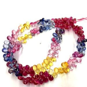 Extremely Beautiful~~Multi Sapphire Colour Heart Shape Beads Sapphire Smooth Gemstone Beads 4-5.MM Sapphire Heart Briolettes Smooth Heart. | Natural genuine other-shape Sapphire beads for beading and jewelry making.  #jewelry #beads #beadedjewelry #diyjewelry #jewelrymaking #beadstore #beading #affiliate #ad