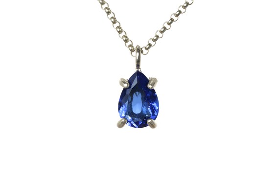 Sterling Silver Sapphire Pear Necklace · Blue Sapphire Calming Pendant · Bridesmaid Necklaces · September Birthstone Necklace