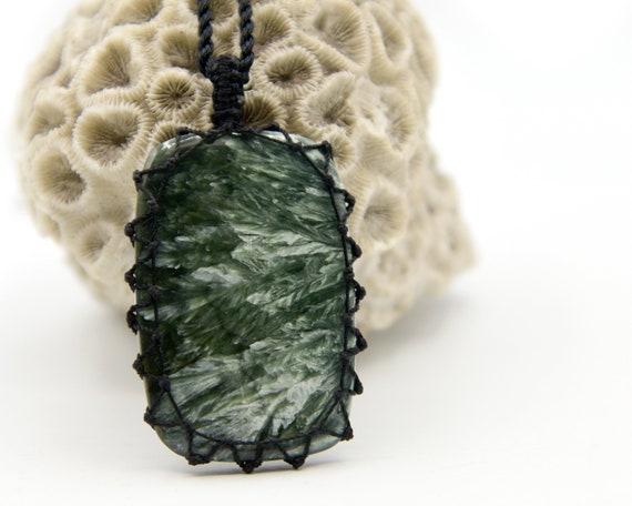 High Quality Large Seraphinite Jewelry, Green Healing Stone Necklace, Spiritual Jewelry, Meditation And Yoga Gifts, Witchy Jewelry