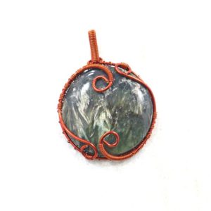 Shop Seraphinite Pendants! Classic Pendant Of Seraphinite Gemstone/ Copper wire Wrap Pendant Of Seraphinite/ 43 MM Round Seraphinite Gemstone Pendant For Some Special | Natural genuine Seraphinite pendants. Buy crystal jewelry, handmade handcrafted artisan jewelry for women.  Unique handmade gift ideas. #jewelry #beadedpendants #beadedjewelry #gift #shopping #handmadejewelry #fashion #style #product #pendants #affiliate #ad