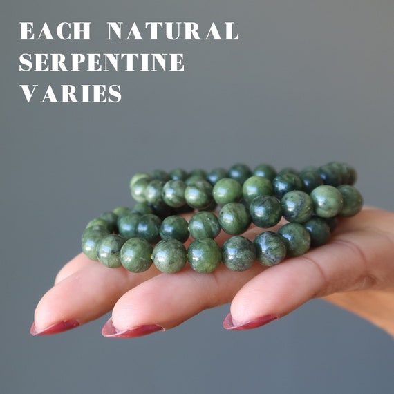 Serpentine Bracelet Enlightened Wisdom Dark Green Nature Stones