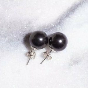 Shop Shungite Jewelry! Shungite and 925 silver  Earrings, 10 mm spheres, 4G 5G EMF Protection | Natural genuine Shungite jewelry. Buy crystal jewelry, handmade handcrafted artisan jewelry for women.  Unique handmade gift ideas. #jewelry #beadedjewelry #beadedjewelry #gift #shopping #handmadejewelry #fashion #style #product #jewelry #affiliate #ad