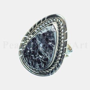 Shop Shungite Rings! Shungite Ring, Sterling Silver Ring, Shungite Jewelry, Boho Ring, Statement Ring, Pear Stone, Dainty Ring, Stone Ring, Made for Her Ring | Natural genuine Shungite rings, simple unique handcrafted gemstone rings. #rings #jewelry #shopping #gift #handmade #fashion #style #affiliate #ad